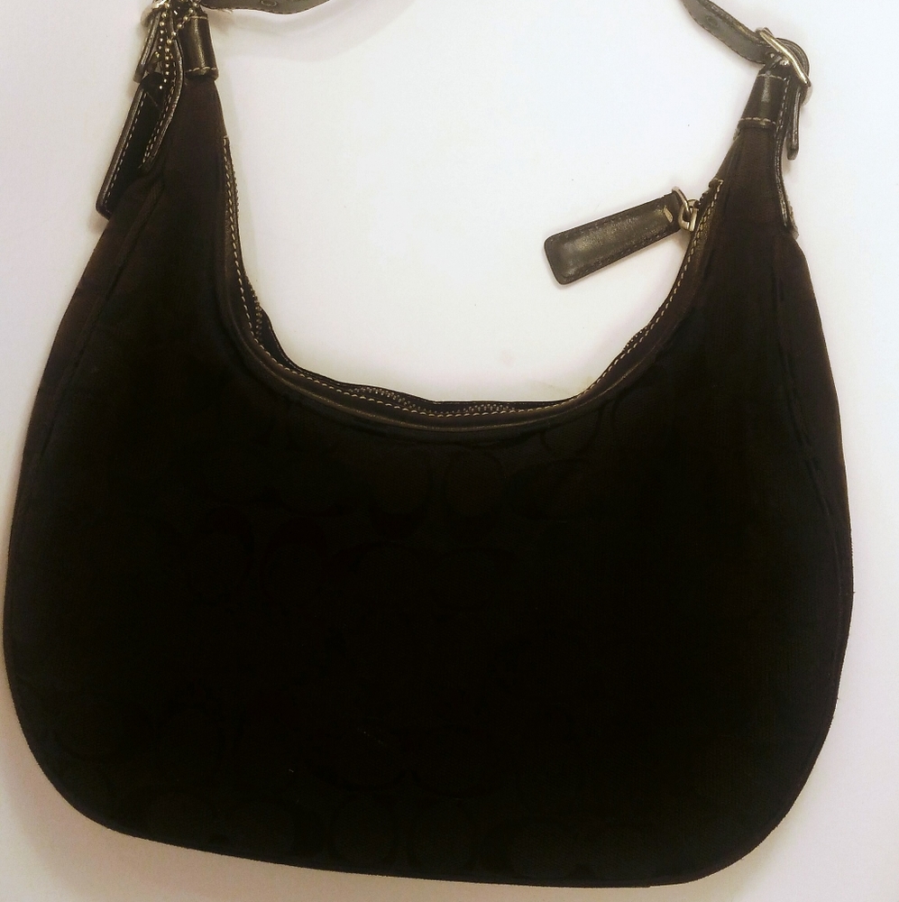 Vintage Black COACH Signature Hobo Purse / Bag